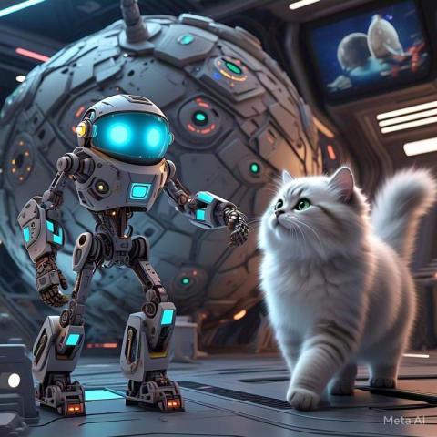 Robot with Cat